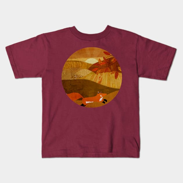 Fox on the run Kids T-Shirt by KatherineBlowerDesigns
